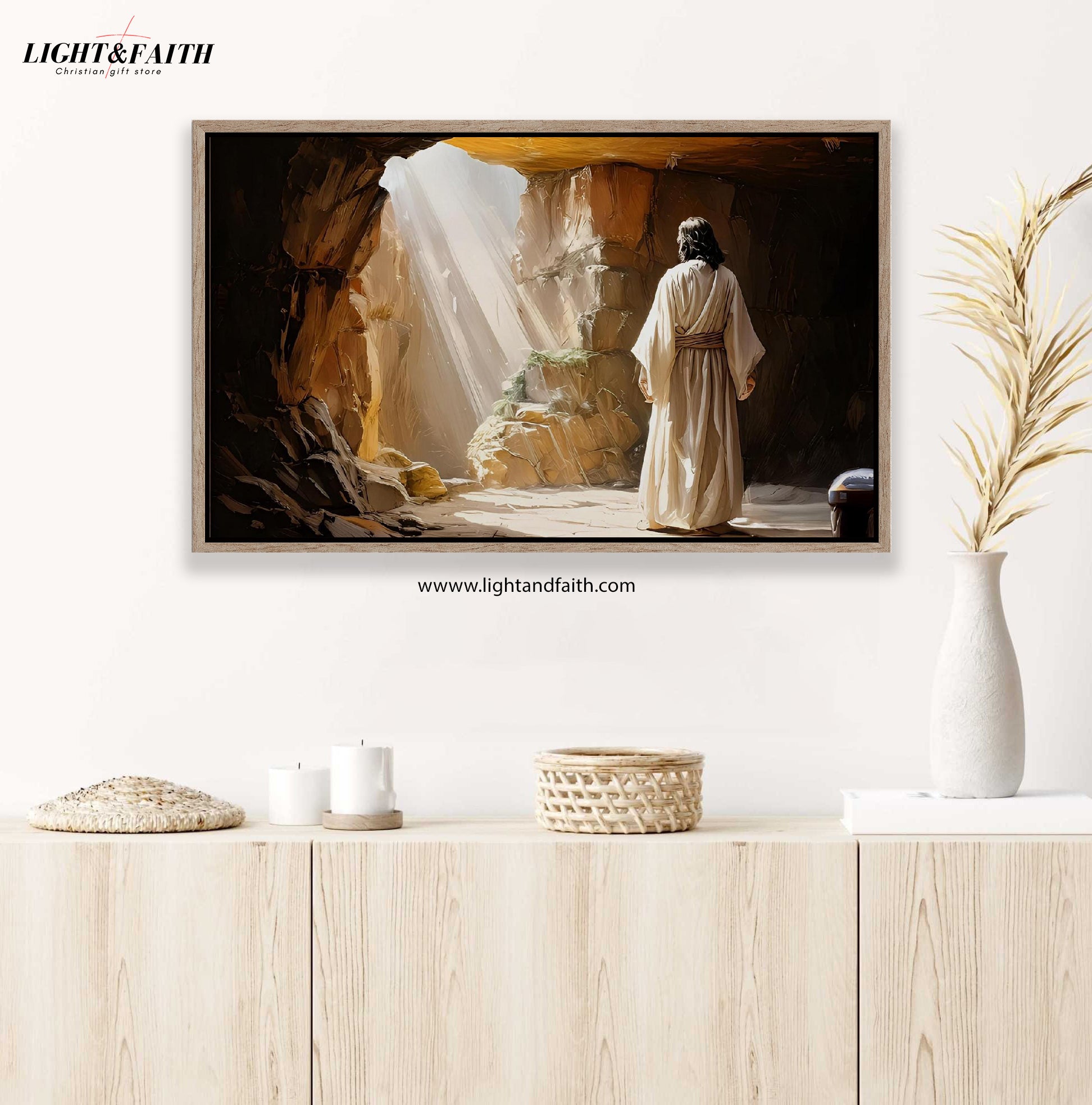 Empty Tomb Wall Art, LDS Easter Art Poster for Easter, Resurrection Scene Easter Morning Poster, Christian Wall Poster